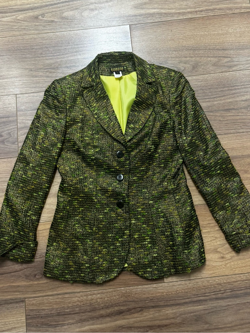 Georgiou size 4  unique color Women's Green Textured  Blazer Jacket